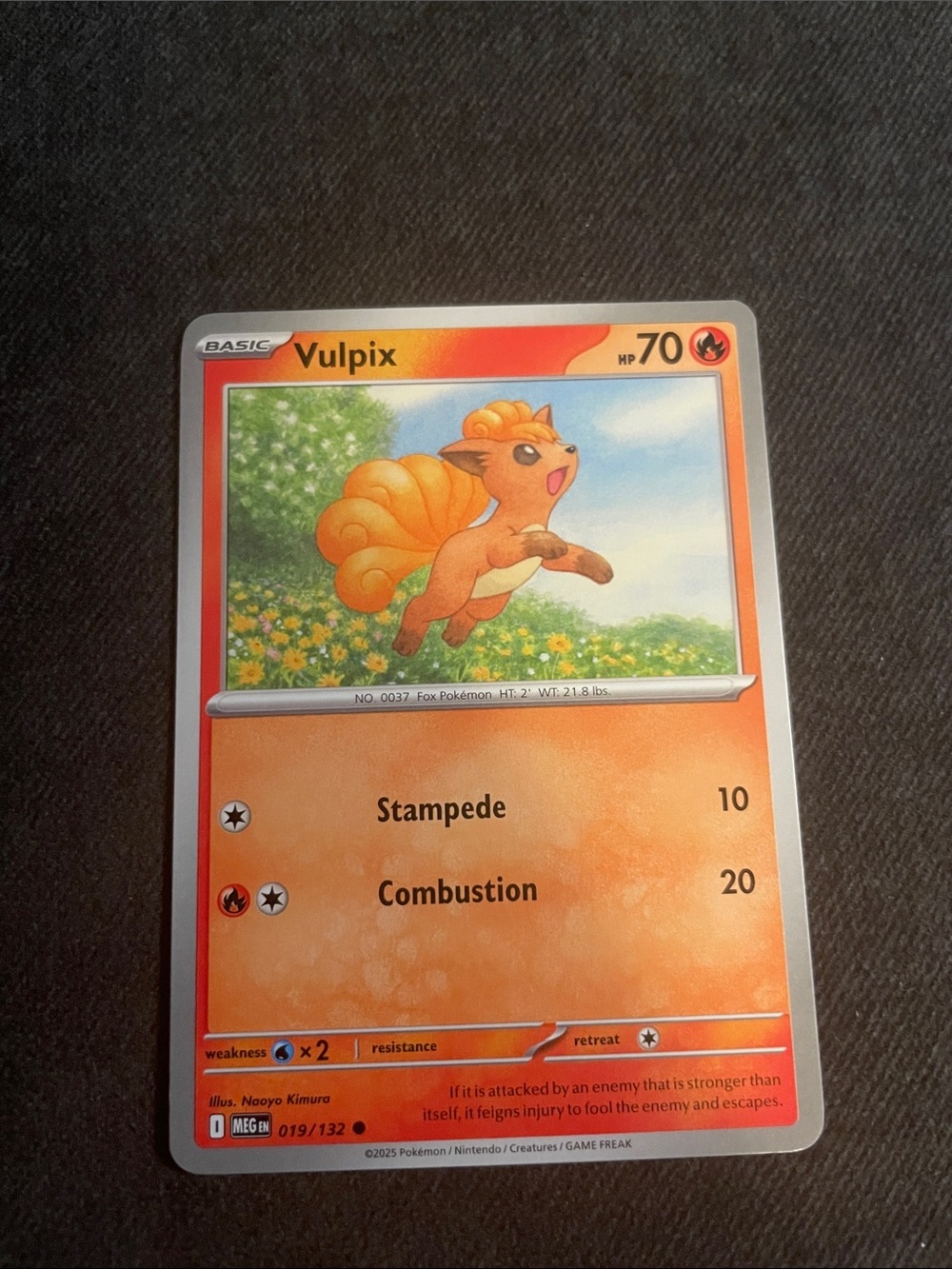 Pokemon Vulpix Card - Orange, Red, Cream